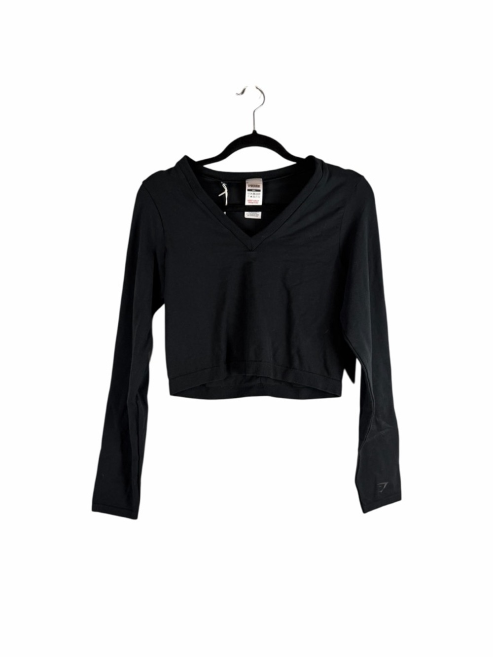 Gymshark Cotton Seamless Long Sleeve Midi Crop Top Black XXL NWT